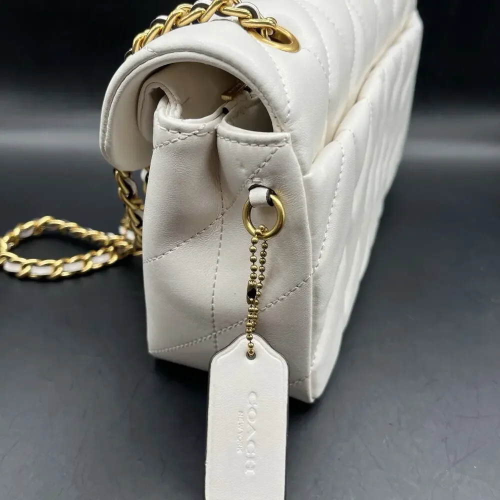 COACH Tabby Shoulder Bag 26 Quilted CP150 Brass / Chalk White Leather NWOT